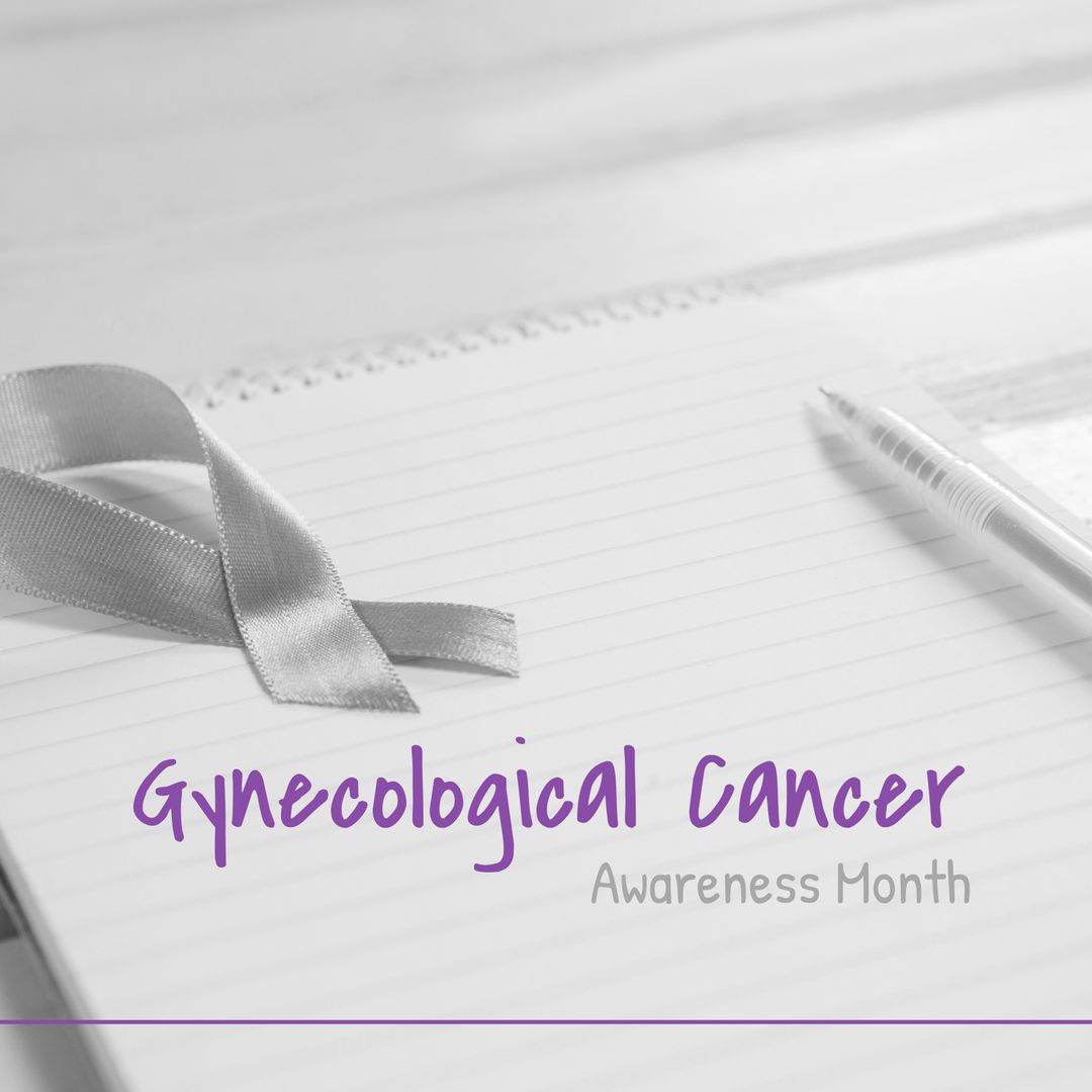 Gynecological Cancer Awareness Ribbon on Notepad