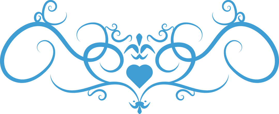 Blue Decorative Ornament with Heart on Transparent Background