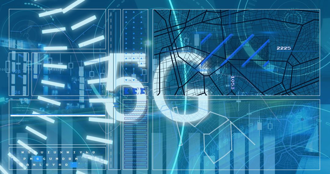 Futuristic Digital Interface and Data Processing Visualization