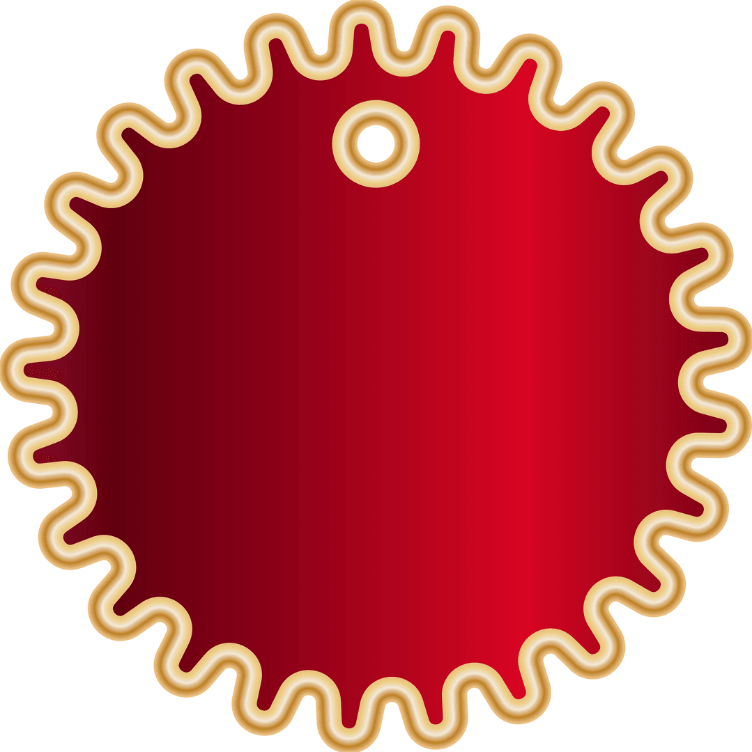 Red Sun Cog Pendant on Transparent Background for Design Projects