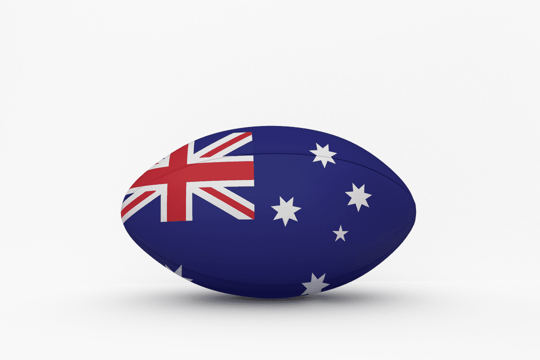 Transparent Rugby Ball with Australian Flag Design