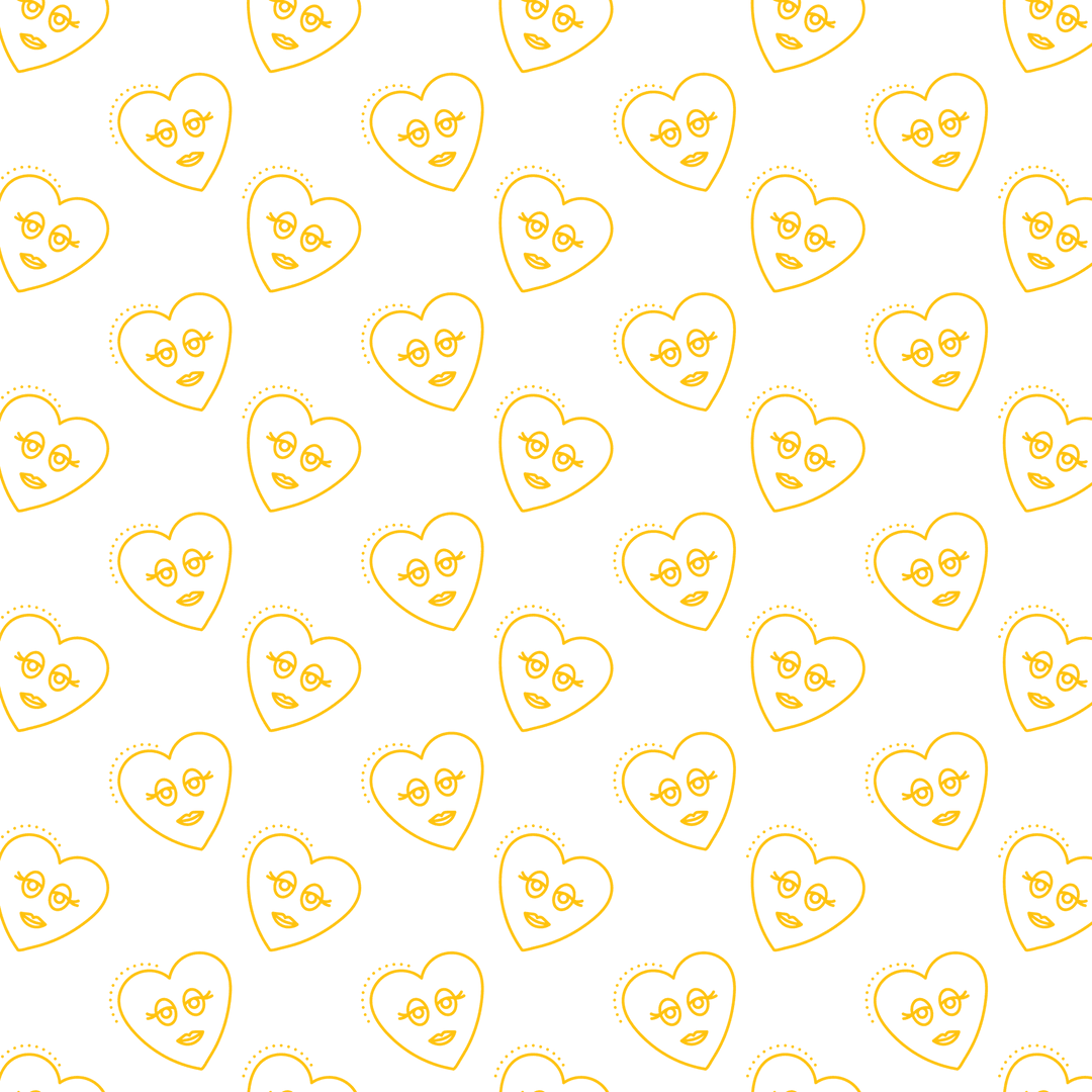 Yellow Heart Pattern Design on Transparent Background