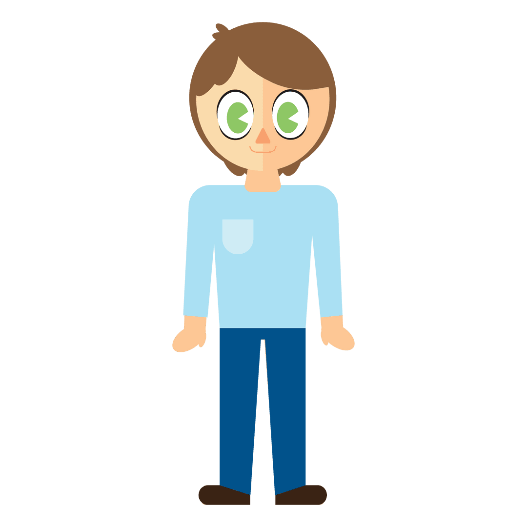 Transparent Illustration of Happy Caucasian Character with Green Eyes