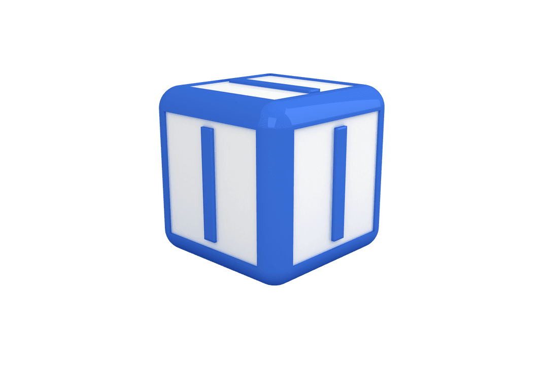 Blue Letter I Cube on Transparent Background
