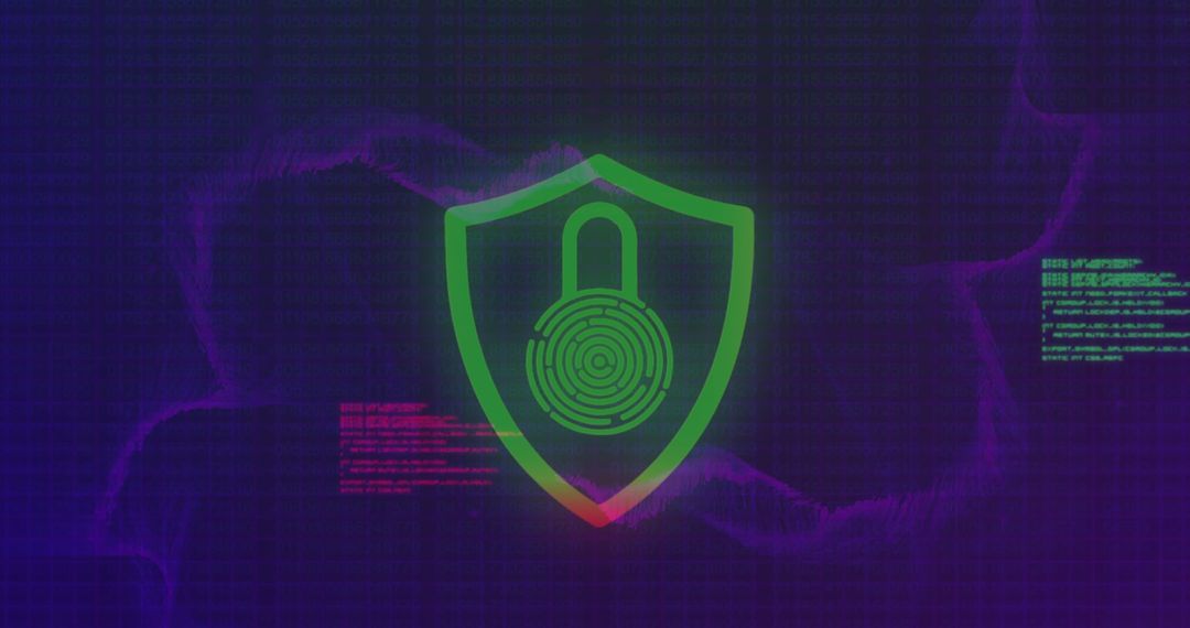 Cybersecurity Fingerprint Shield with Digital Padlock