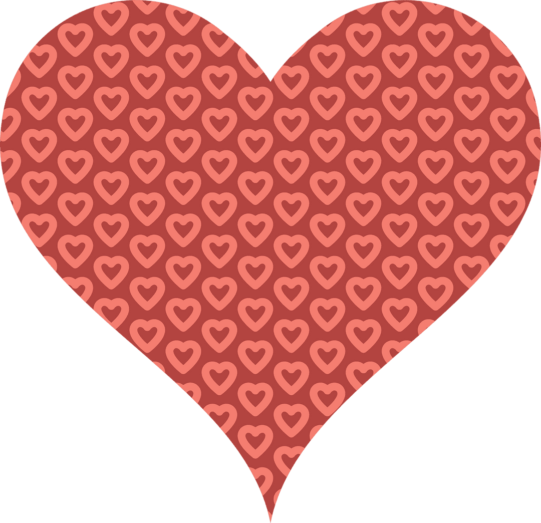 Seamless Red Heart Pattern Illustration on Transparent Background