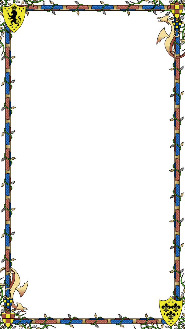 Ornate Heraldic Manuscript-Style Border on Transparent Background