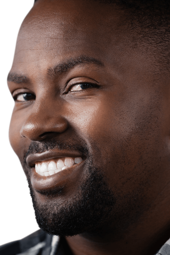 Close-up of Smiling Young Man on Transparent Background