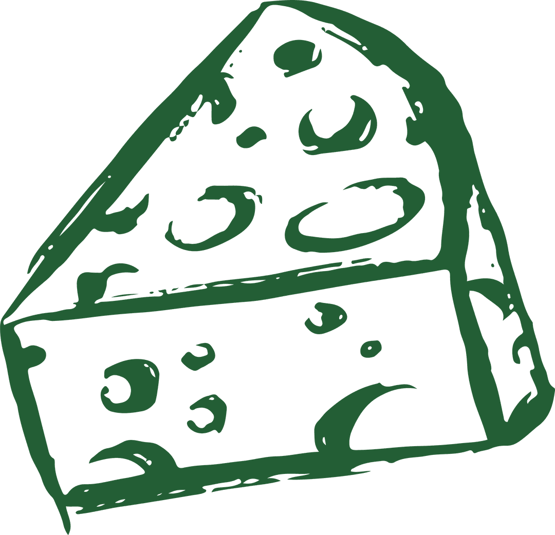 Stylized Green Cheese Wedge with Transparent Background