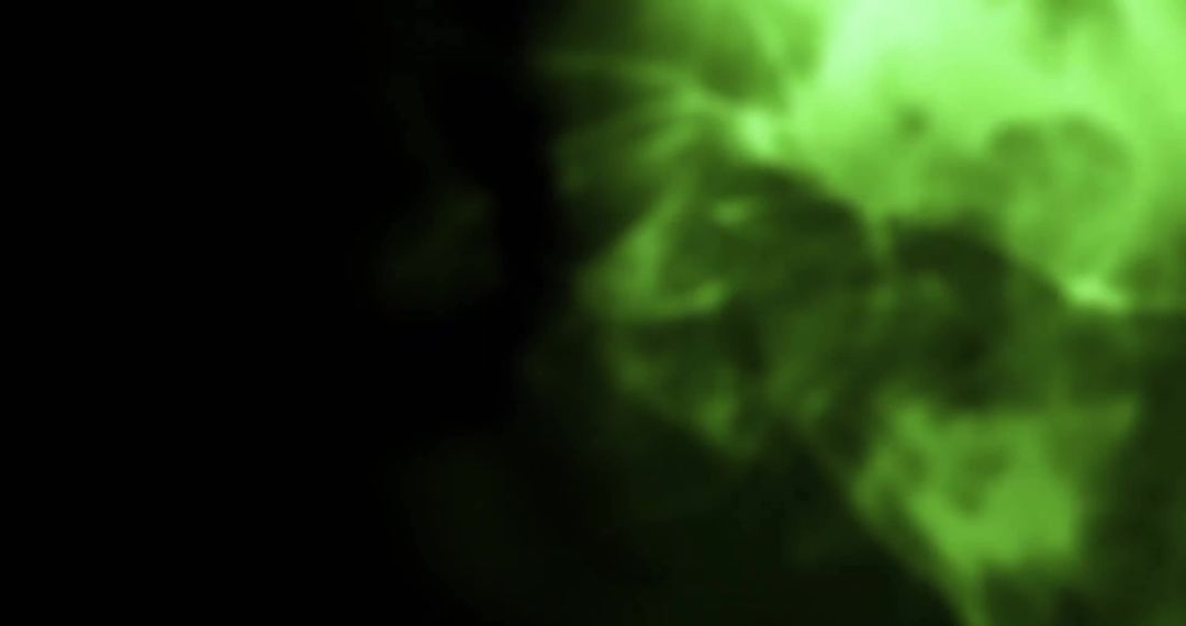Abstract Neon Green Light Moving on Dark Background