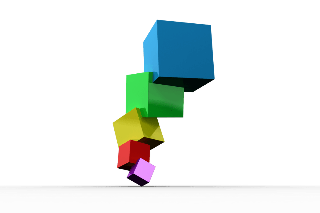 Transparent Stack of Colorful 3D Cubes Inspired Abstract Geometry