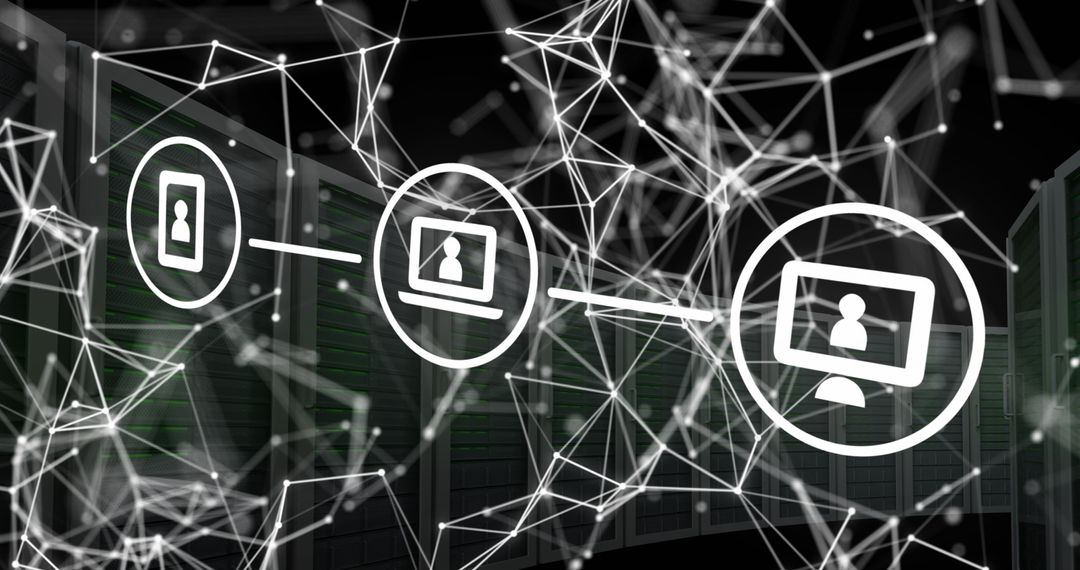 Digital Network Connections on Data Center Background
