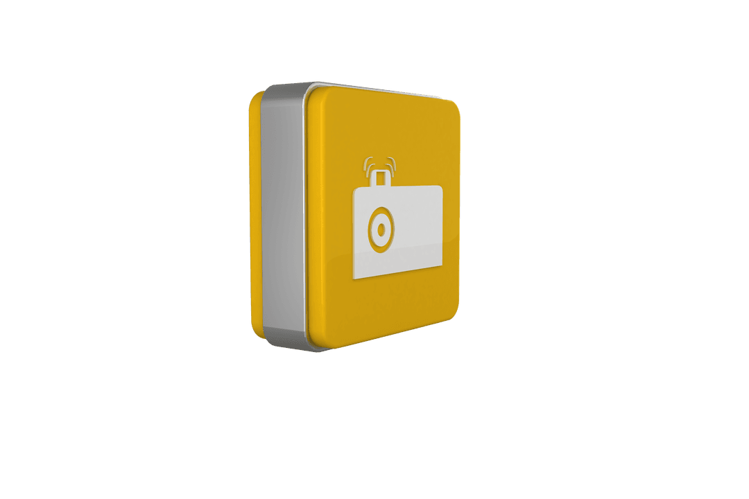 Digital Yellow Camera Icon on Transparent Background