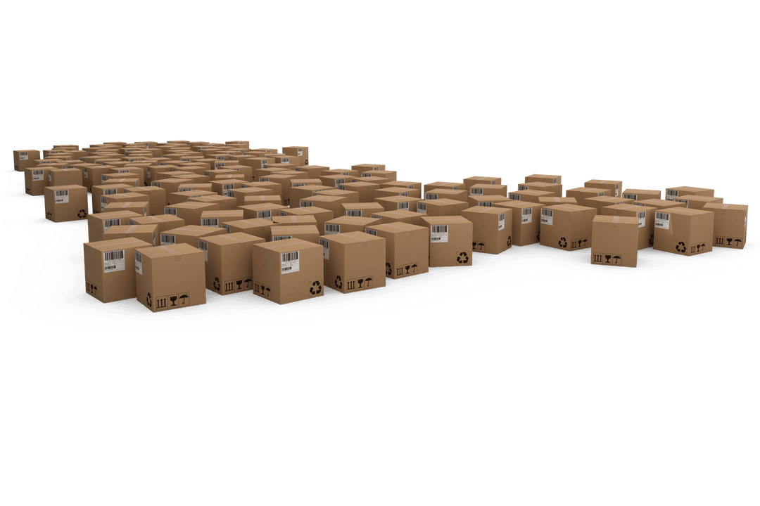 Transparent Brown Parcel Boxes Forming an Arrow