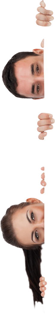 Diverse Couple Behind Transparent Obstacle on Transparent Background