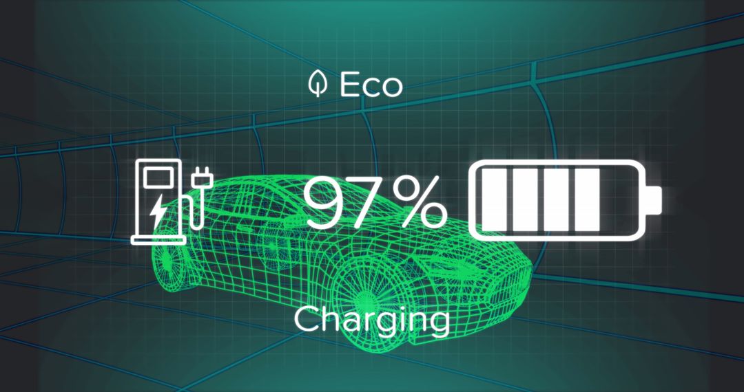 Electric Vehicle Charging Interface with Progress Data Overlay