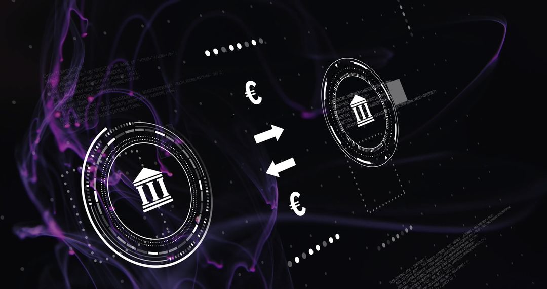 Digital Currency Transfer Concept with Euro and Technology Symbols