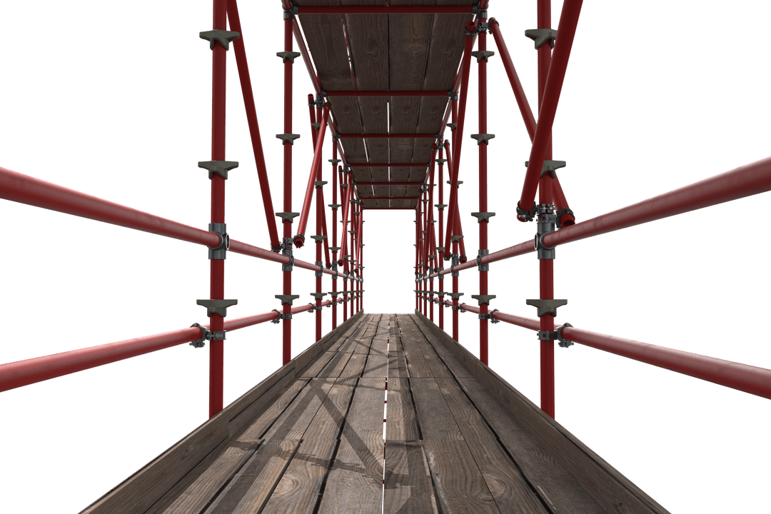 Transparent view through scaffolding structure path