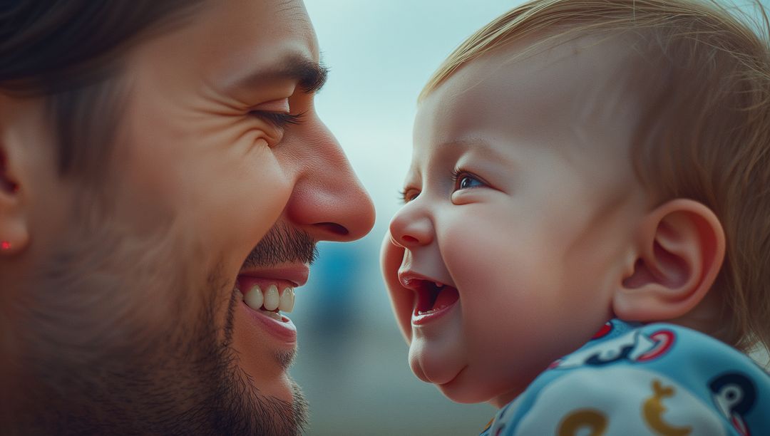 Father and Giggling Infant Sharing Tender Moment