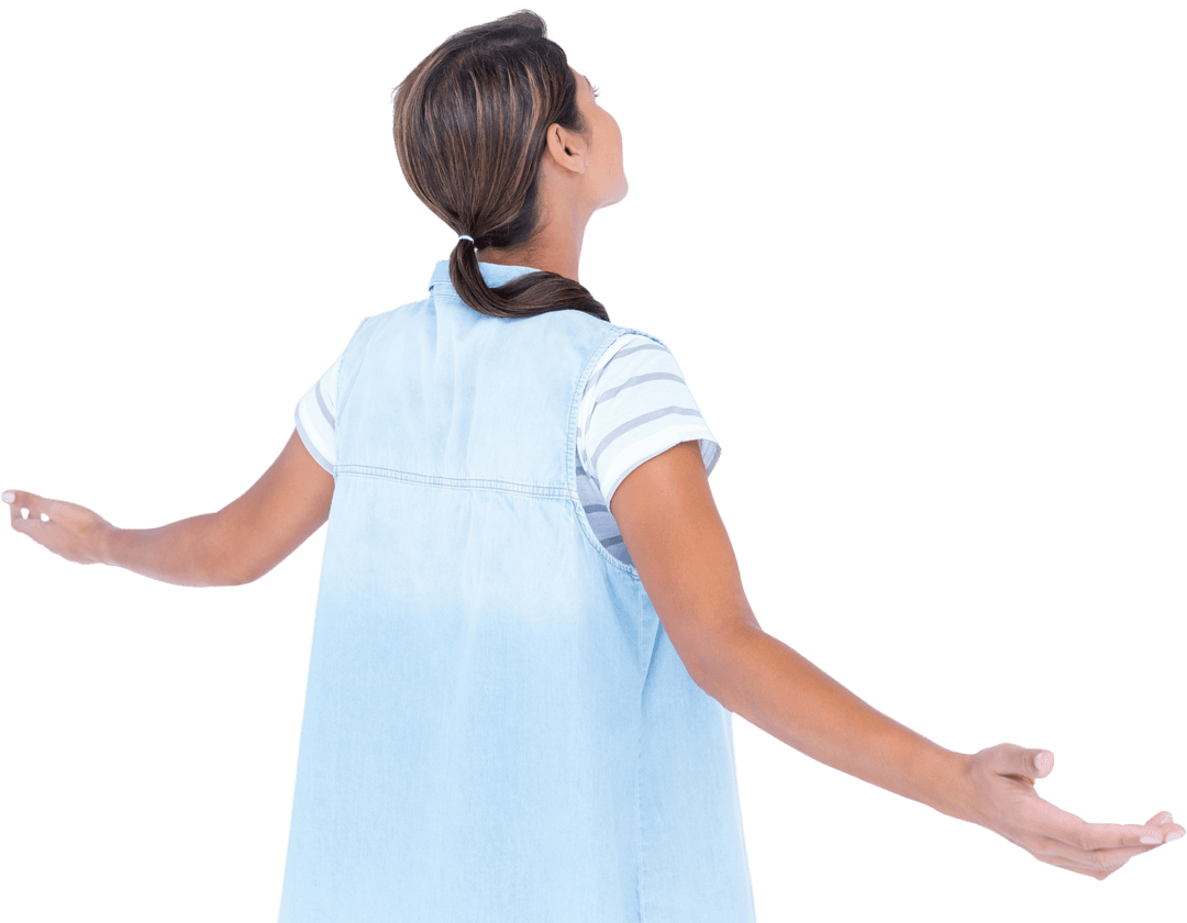 Transparent Image Woman Arms Outstretched Expressive Pose