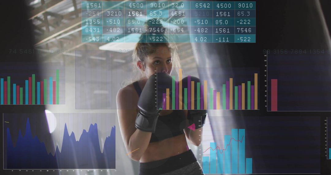 Female Boxer Training with Floating Analytics in Urban Gym