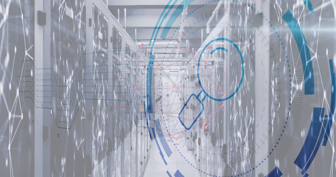 High-Tech Data Analysis in Modern Server Room