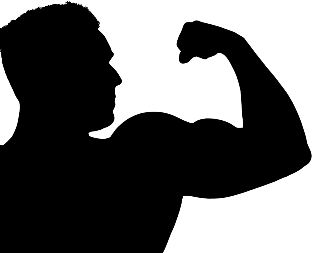 Transparent Silhouette of Strong Athlete Flexing Muscles