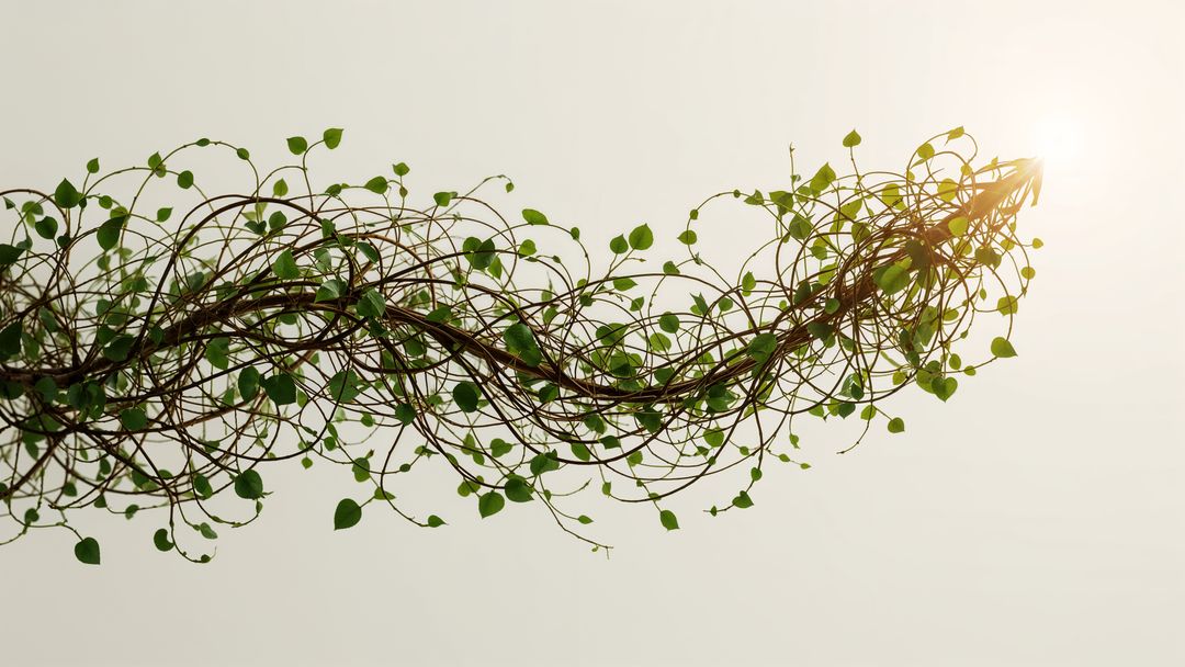 Abstract Swirling Vines with Radiant Light Background