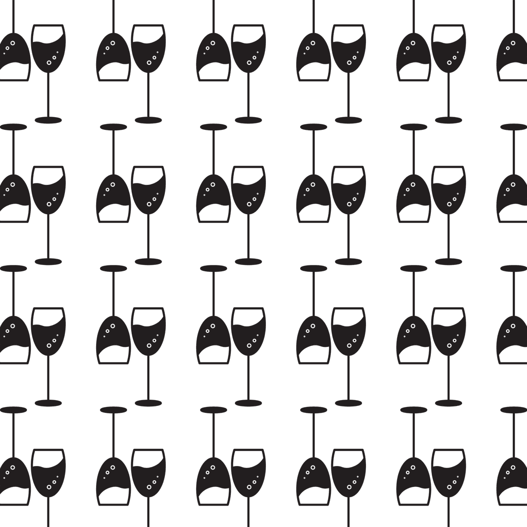 Digital Wine Glass Pattern on Transparent Background