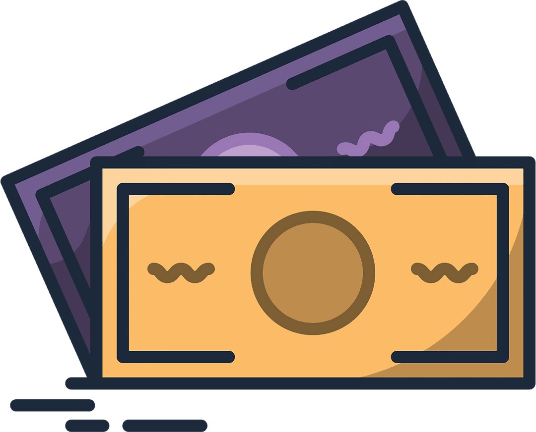 Flat Vector Illustration of Currency Bills on Transparent Background
