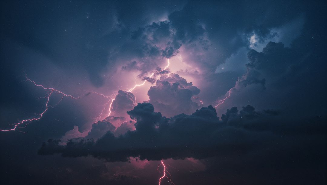 Majestic Lightning Storm Illuminating Night Sky Dramatically