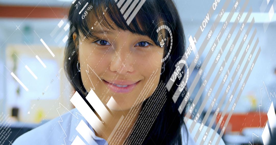 Confident Professional Analyzing Data in Futuristic Workspace