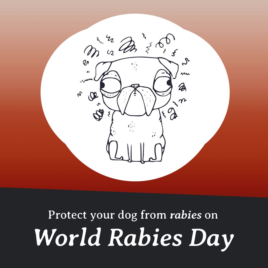 World Rabies Day Campaign Reminder with Serious Dog Illustration