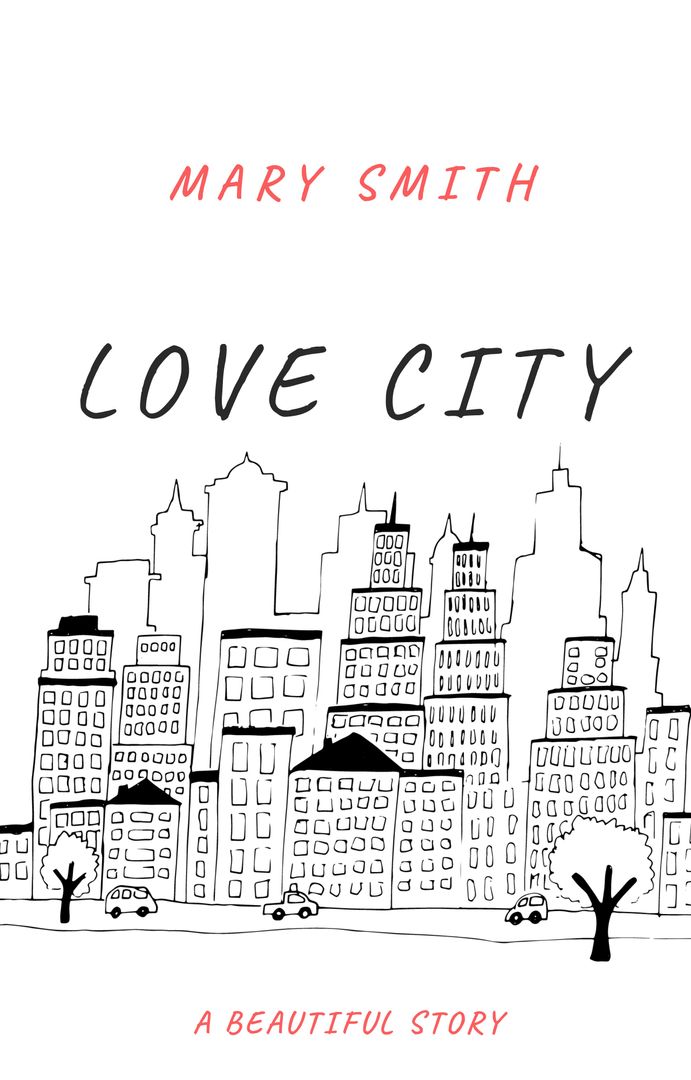 Minimalist Urban Skyline Illustration for Romantic Book Cover Design