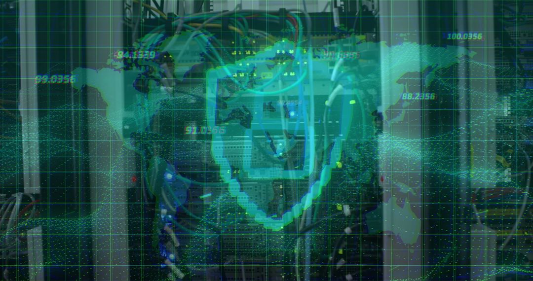 Cyber Security Shield on Global Digital Network and Server