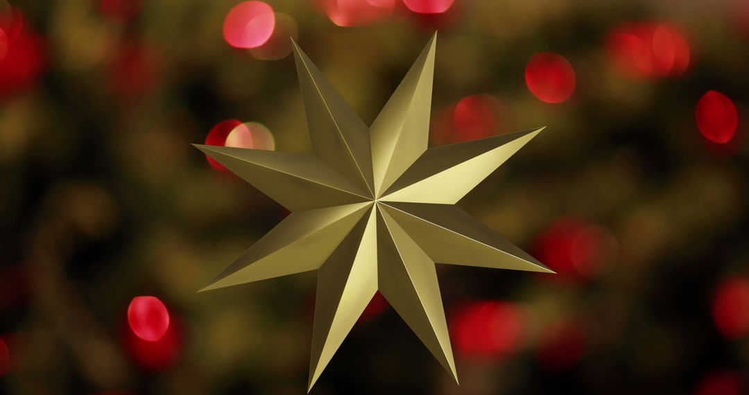 Golden Christmas Star with Festive Bokeh Background