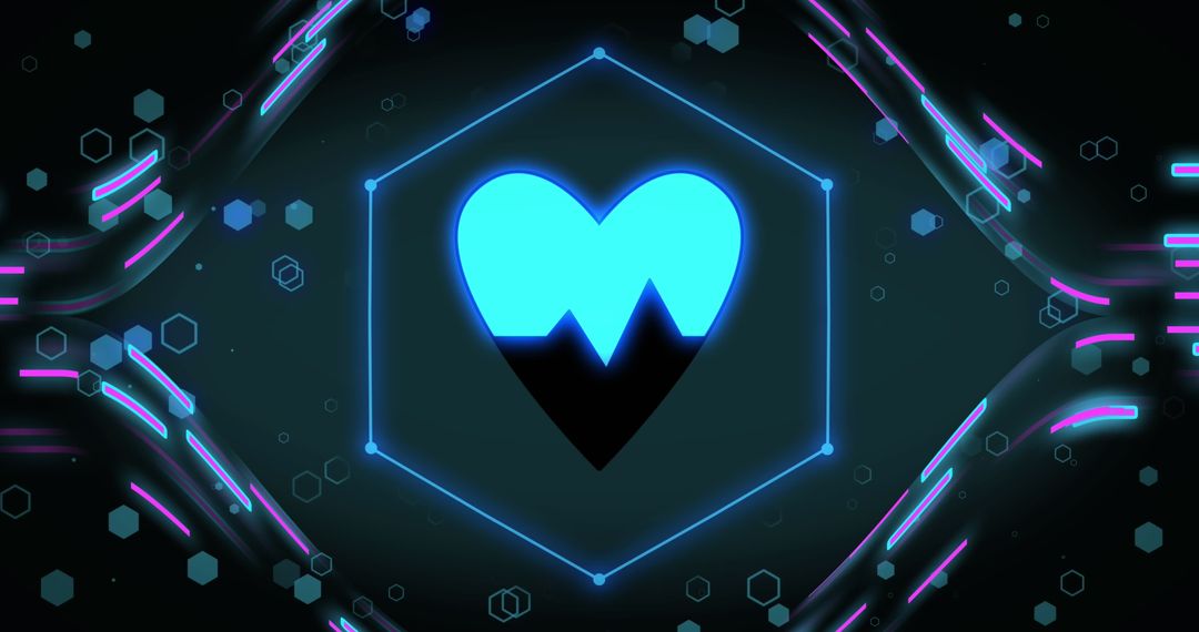 Bright Heart Icon with Geometric Shapes and Lines