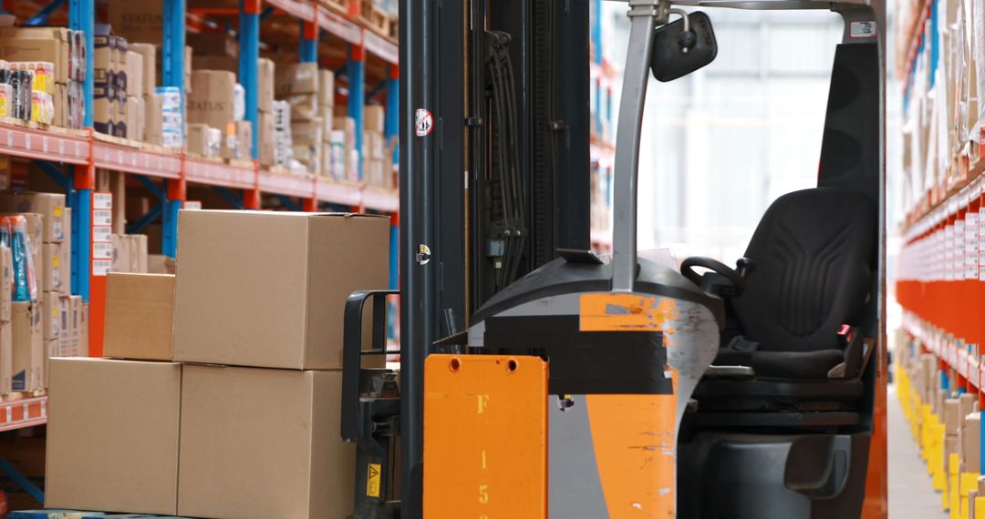 Forklift Moving Boxes in Warehouse Storage Facility - Free Images, Stock Photos and Pictures on Pikwizard.com