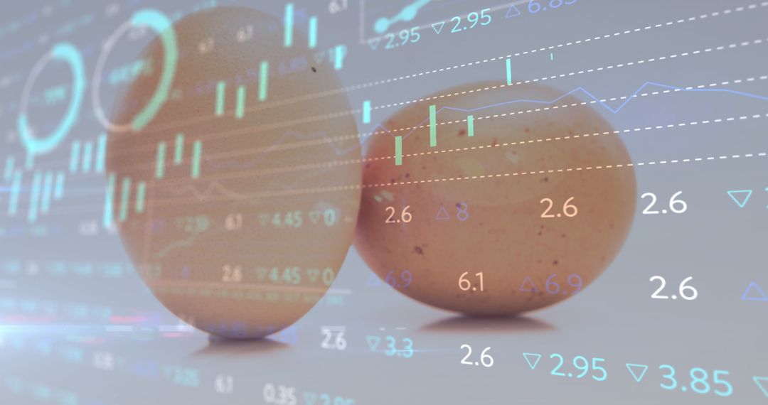 Brown Eggs Representing Financial Growth with Digital Overlay