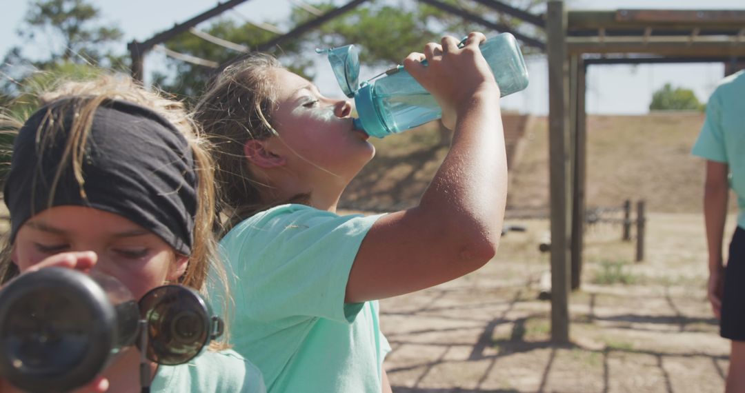 Children Drinking Water After Outdoor Sports - Free Images, Stock Photos and Pictures on Pikwizard.com