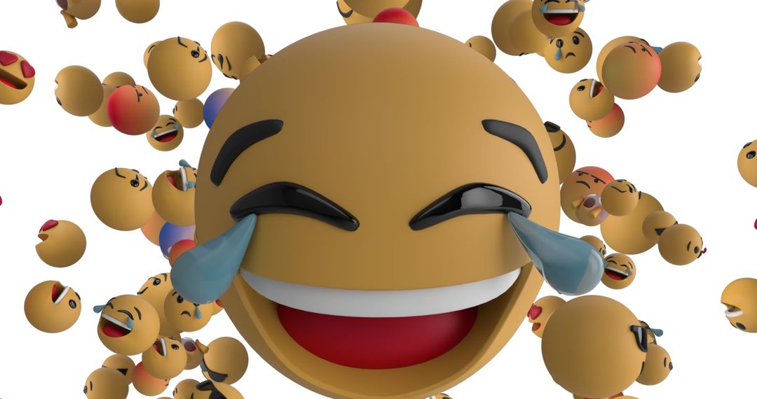 Laughing Emoji Explosion on White Background