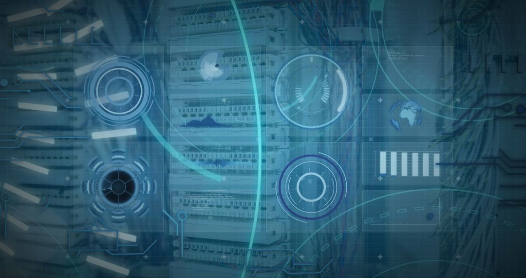 Futuristic 5G Network and Data Processing Visual Overlay