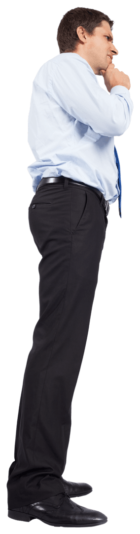 Transparent Thinking Businessman in Office Attire