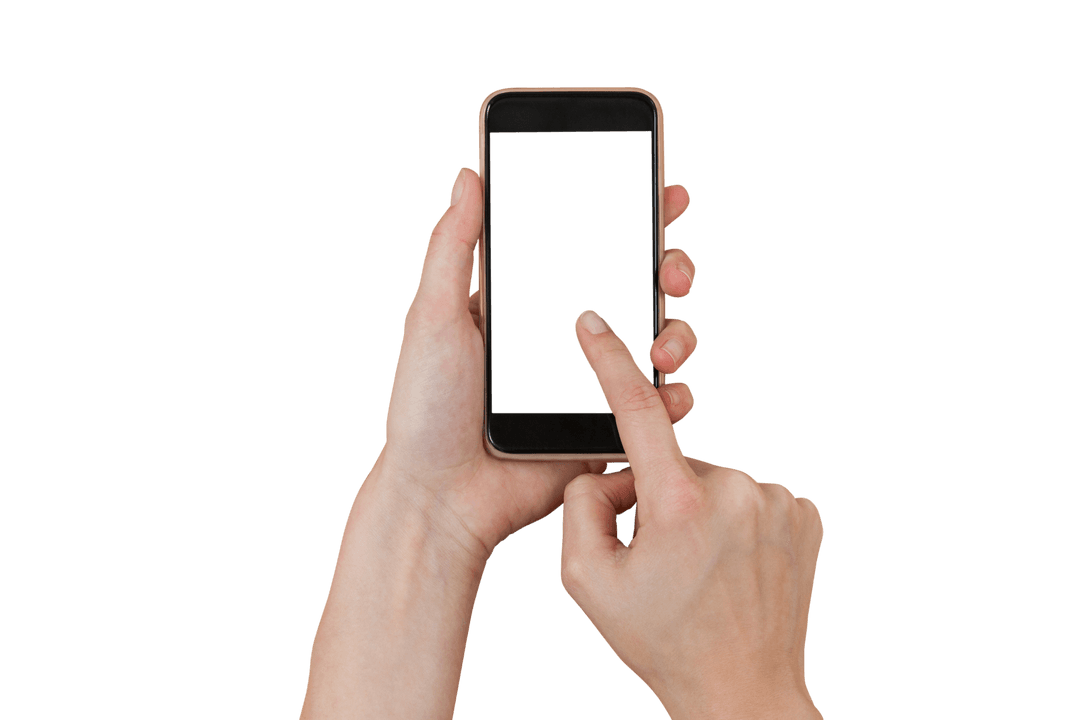 Hand Holding Transparent Smartphone with Blank Black Screen