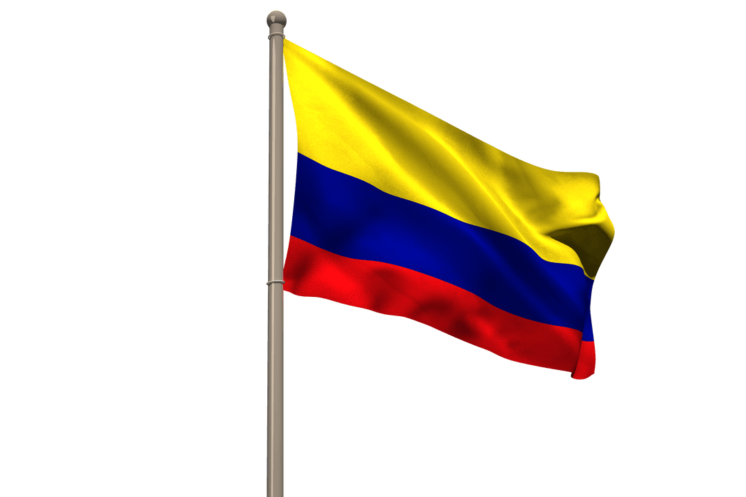 Vibrant Venezuela Flag on Pole Transparent PNG Illustration