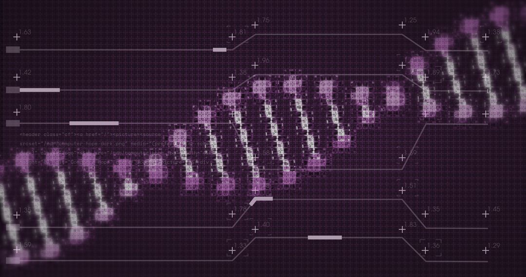 Futuristic DNA Helix on Digital Grid Background