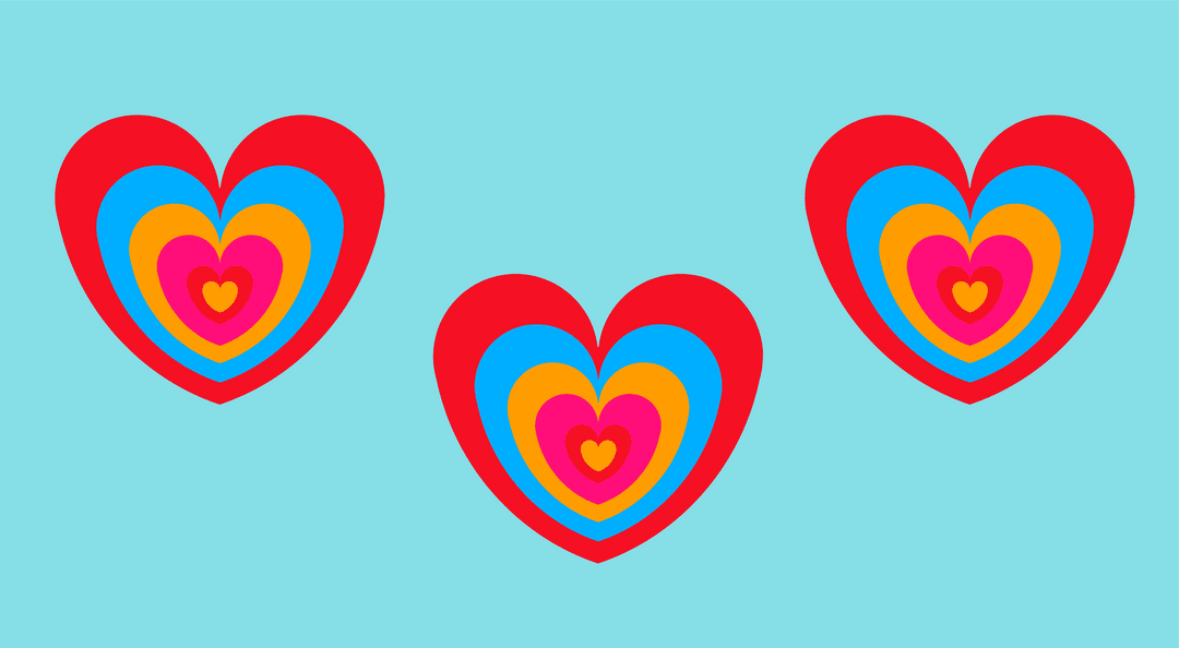 Colorful Concentric Hearts Over Transparent Background