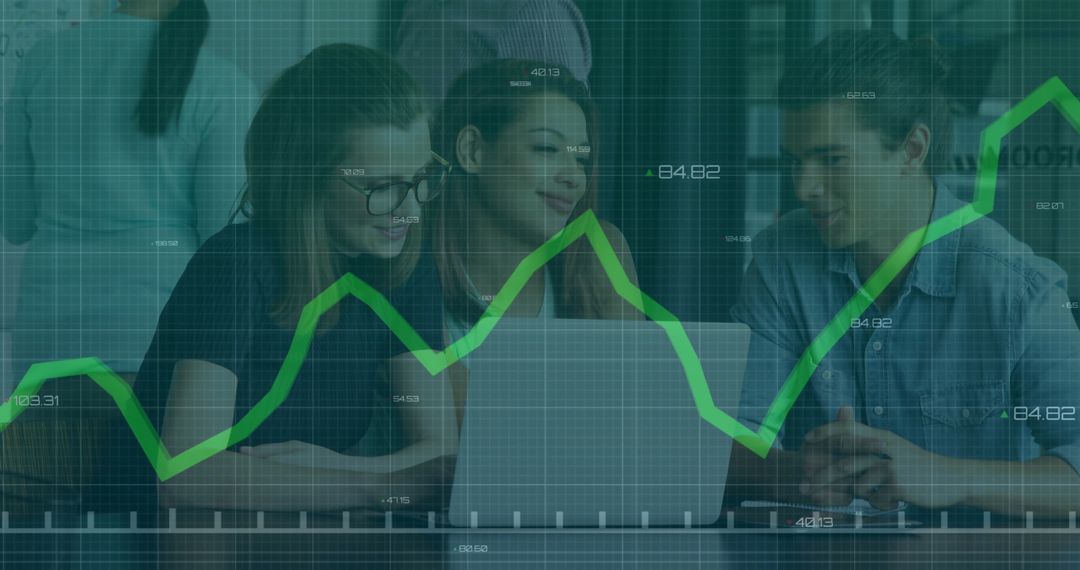 Financial Team Analyzing Data with Innovative Digital Interface