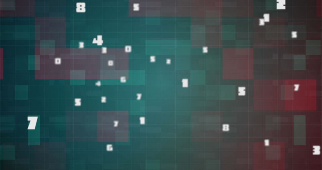 Digital Interface with Dynamic White Numbers and Pixelated Background