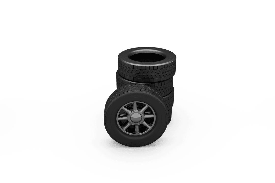 Transparent Stack of Black Tires High Angle View